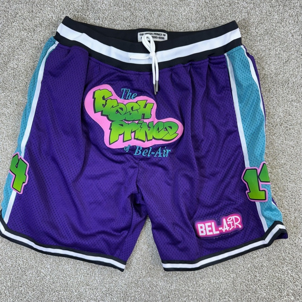 New Headgear Classics Fresh Prince of Bel-Air Basketball Shorts Purple Mens XL